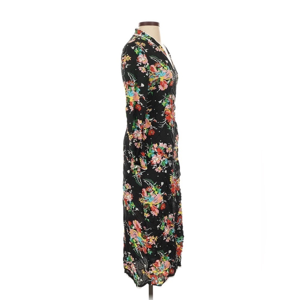 Rixo London Cindy Floral Printed Crepe Wrap Midi Dress Small - Picture 4 of 9